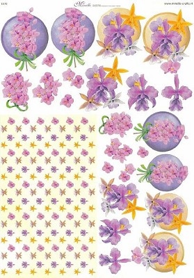Knipvel A4 Mireille E570 Roze-paars bloemen