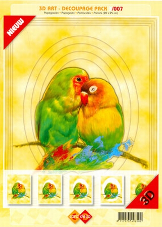 3D Art decoupage Card Deco 3-007 Papagaaien