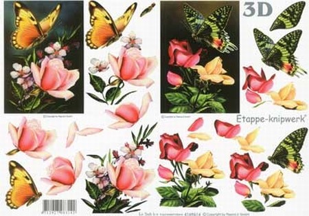 A4 Knipvel Le Suh 4169614 Bloemen rozen met vlinder