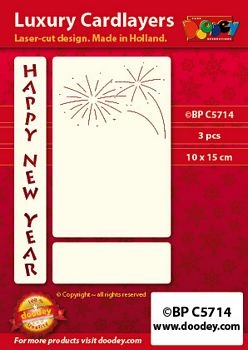 1 Doodey Luxe oplegkaart stans BPC5714 Happy New Year