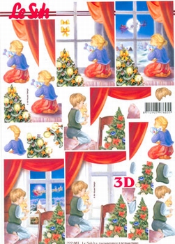 A4 Kerstknipvel Le Suh 777081 Kindje voor het raam/kerstman