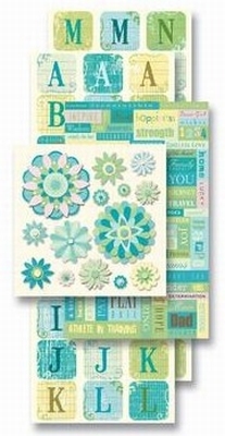 K&Company Adhesive Chipboard Accents blue floral