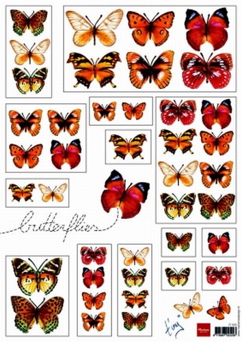 MD A4 Knipvel T'iny Shake IT553 Butterflies Vlinders rood