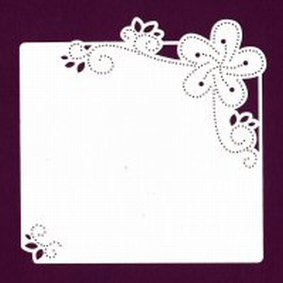 Foliart Linnenpersing Oplegkaart 016-4K bloem wit