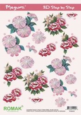 A4 Knipvel Megumi 02 Bloemen roze/rood