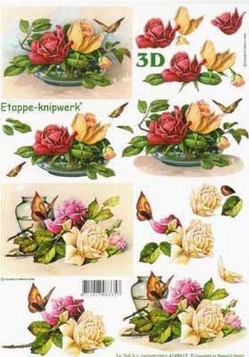 A4 Knipvel Le Suh 4169612 Bloemen rozen met vlinder