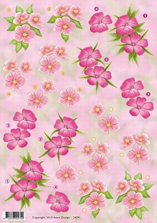 3D Knipvel Anne Design VBK 2474 roze bloemen