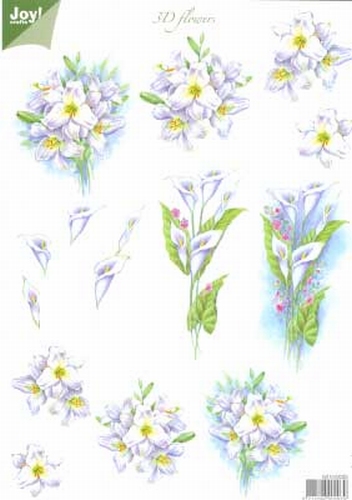 A4 Knipvel Joy 3D Flowers 6010/0025 Witte lelies/condoleance