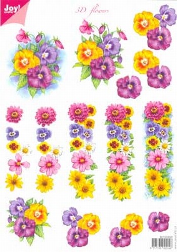 A4 Knipvel Joy 3D Flowers 6010/0022 Bonte bloemen