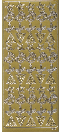 Kerststicker TH 1868 Klok-kaars-boom-ster