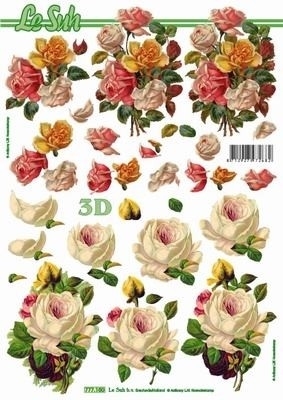 A4 Knipvel Le Suh 777021 Bloemen witte/roze rozen