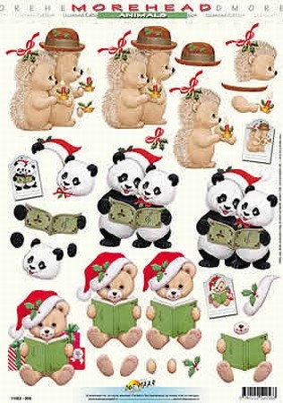 Morehead A4 Kerst Knipvel 056 Panda's/egeltjes/beertje