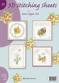Ann's Paper Art 3D Stitching Sheets 19 bloemen/vogel