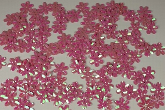 Bloemen pailletten PK009 hardroze - parelmoer