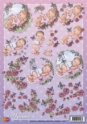 3D Knipvel Yvonne Creations CD10135 Slapende Baby/geboorte
