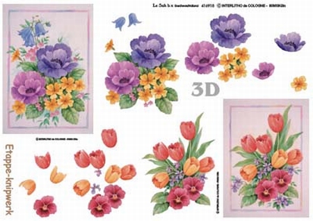 A4 Knipvel Le Suh  416915 Tulpen/viooltjes in boeket