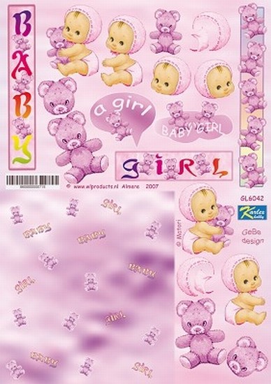 A4 Knipvel Betsy Lurvink GL6042 Baby pink/geboorte
