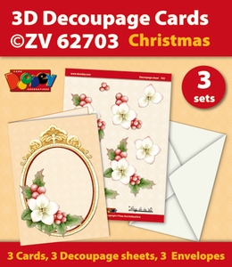 3D Decoupage Cards ZV62703 Kerstmis helleborus