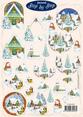 A4 Kerstknipvel Picturel 1075 Sneeuw dorpje