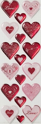 Martha Stewart Valentine 41-09034 Foil Heart Stickers