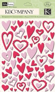 K&Company Valentine 30-599178 Heart Glitter Pillow Stickers