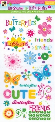 DCWV Glitter rub ons ST-012-00017 Blossoms & Butterflys