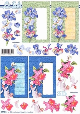 A4 Knipvel Le Suh 777291 Kaart met bloemen iris/orchidee