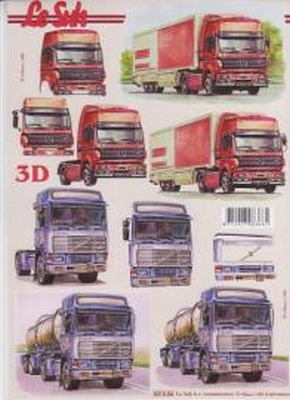 A4 Knipvel Le Suh  821506 Vrachtwagen rood/blauw