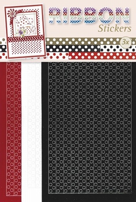 JeJe Ribbon stickers 3.9869 Polka dots red/black/wit