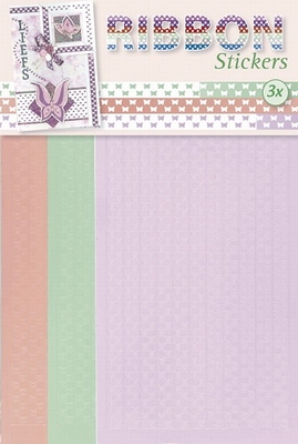 JeJe Ribbon stickers 3.9877 Butterflies lila/zalm/lichtgroen