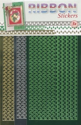 JeJe Ribbon stickers 3.9878 Christmas trees goud/groen/zilve