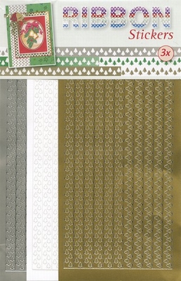 JeJe Ribbon stickers 3.9879 Christmas trees goud/wit/zilver