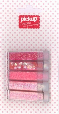 Mix and Match 5 buisjes glitter 200092 roze