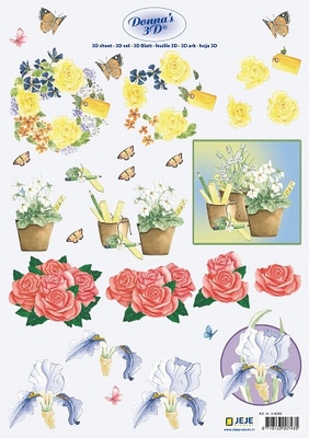 3D Knipvel Donna Jeje 3.4092 Bloemen Iris/rozen/bloemenkrans