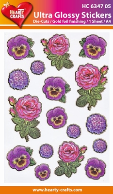 Hearty Crafts Sticker Ultra Glossy HC 6332 Viooltje/roos