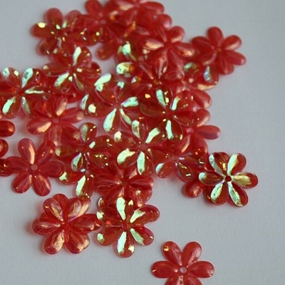 Bloemen pailletten PK123 rood transparant
