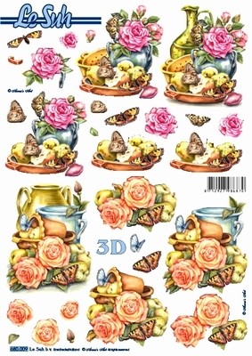 Le Suh 3D Stansvel 680009 Kan met rozen & vlinders