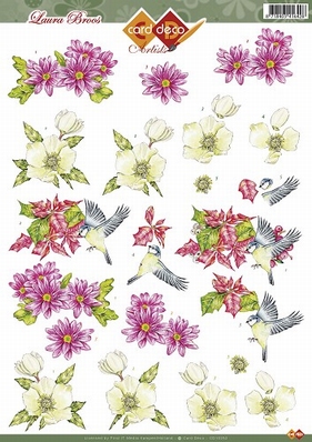 3D Knipvel Laura Broos CD10252 Vogeltje op bloem