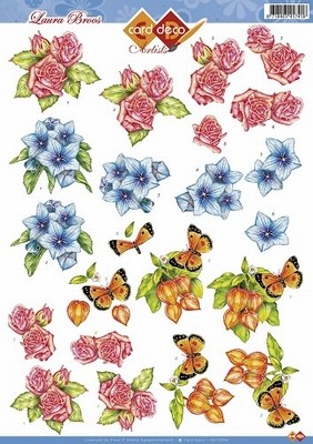 3D Knipvel Laura Broos CD10256 Bloemen rozen ea