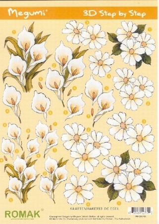 A4 Knipvel Megumi 16 Witte bloemen calla ea
