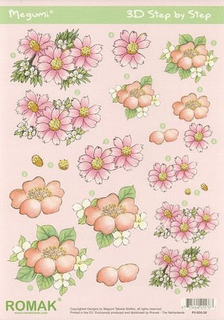 A4 Knipvel Megumi 28 Roze bloemen