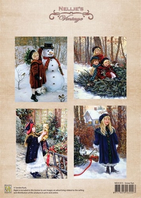 A4 Vel Nellie's Vintage Christmas Nevi015 colour Snow fun
