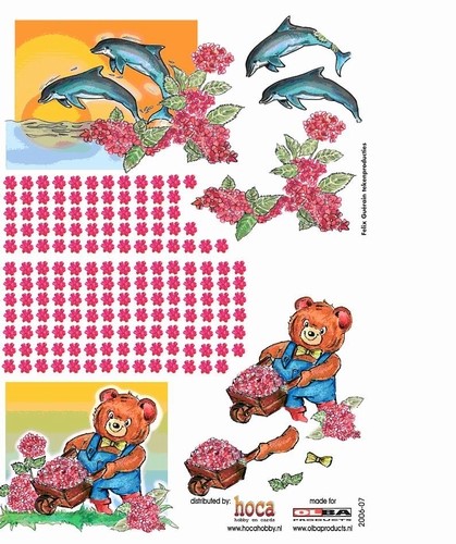 Olba 3D knipvel nr  7 bloemen en dolfijnen