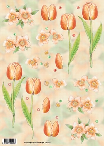 3D Knipvel Anne Design VBK 2456 Oranje bloemen tulp
