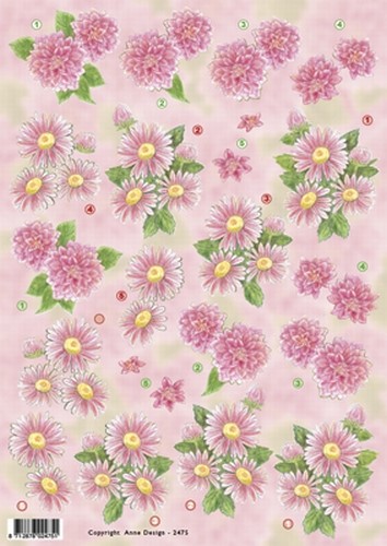3D Knipvel Anne Design VBK 2475 Roze bloemen
