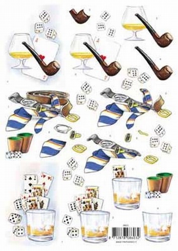3D Knipvel voorbeeldkaarten 8603 Heren kaarten/drank/poker