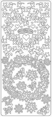 Stickervel Zwart/wit 0214 Bloemen Randen