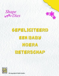 Nellie's Shape Die SD026 Tekst Nederlands gefeliciteerd ea
