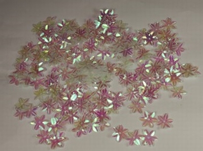 Bloemen pailletten 304 wit transparant met puntig blad