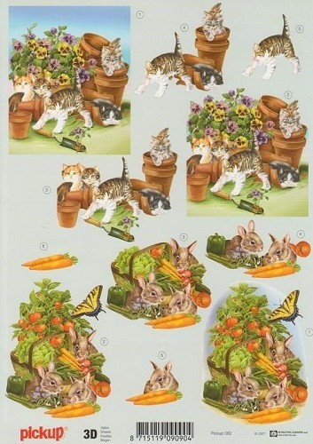 3D Knipvel Pick UP Pu062 Dieren Poezen/konijnen/tuin